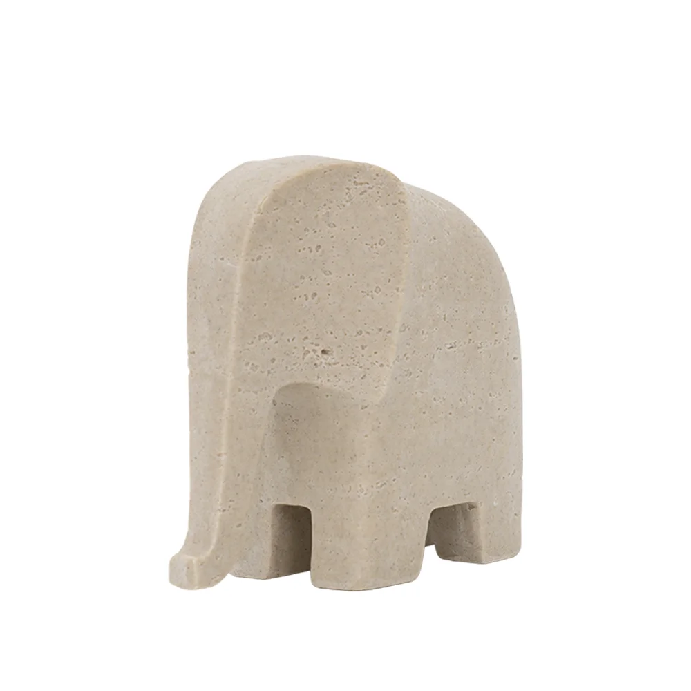 Rabaque travertine elephant accent 20x10x19.5cm - Image 3
