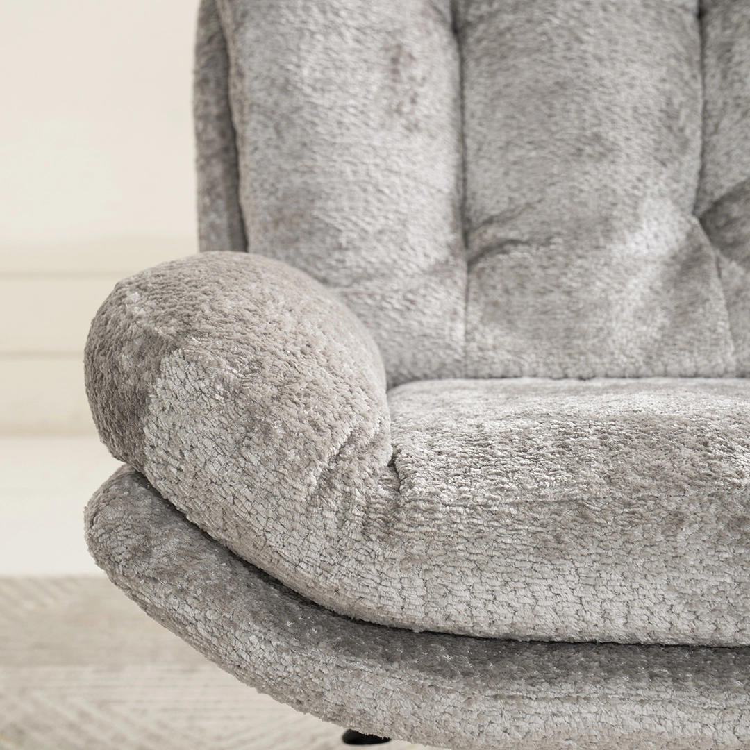 Scandi Lounge Chair with Footstool-Grey - Image 6
