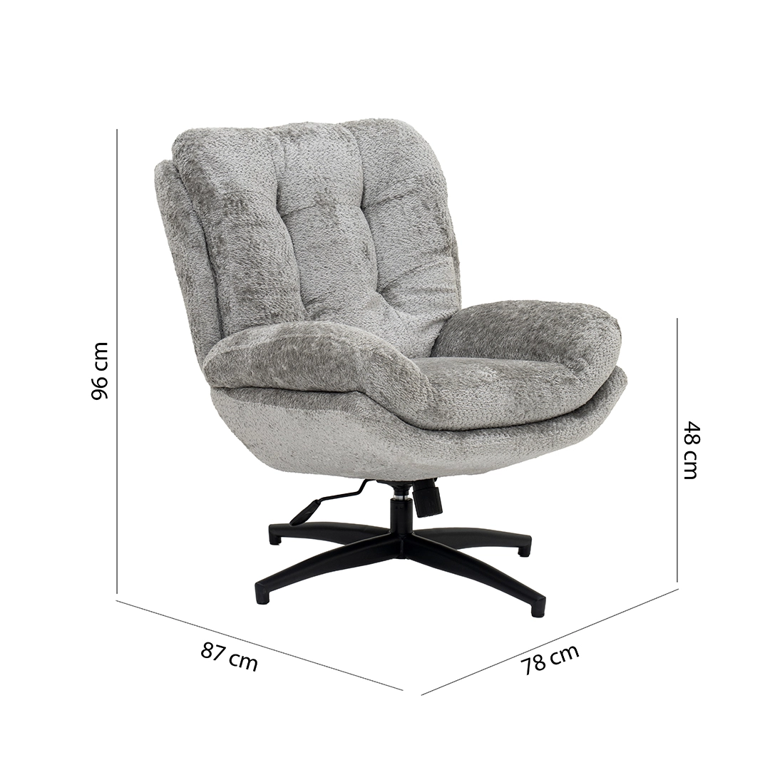 Scandi Lounge Chair with Footstool-Grey - Image 2