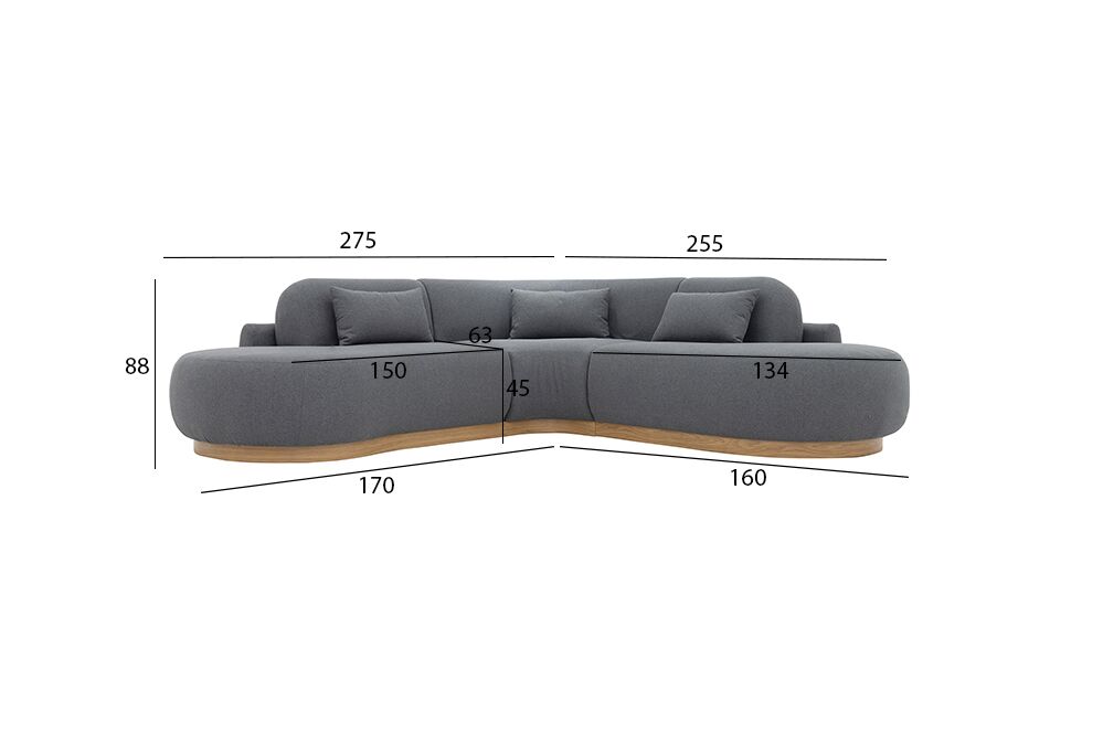 Lorenzo Corner Sofa Set-Grey - Image 2