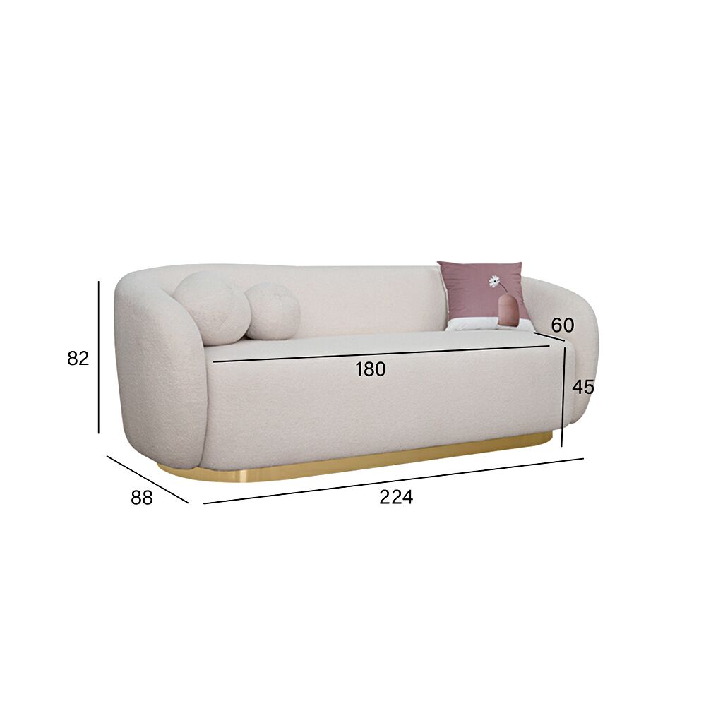 Ava Sofa Set with Mushroom Pouffe - Image 2