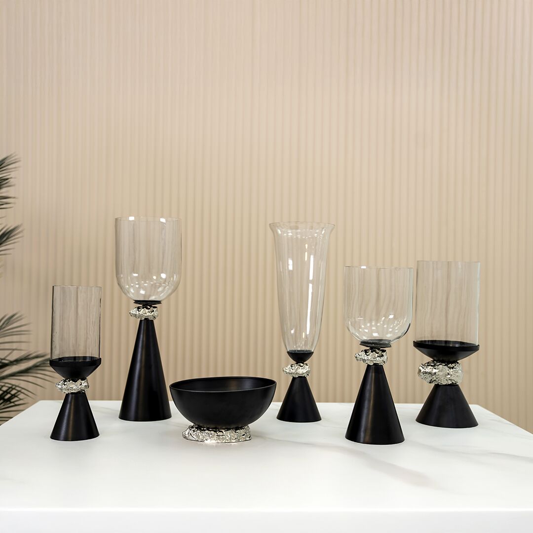 Eclat metal glass black candle holder- 30.5 cm - Image 5