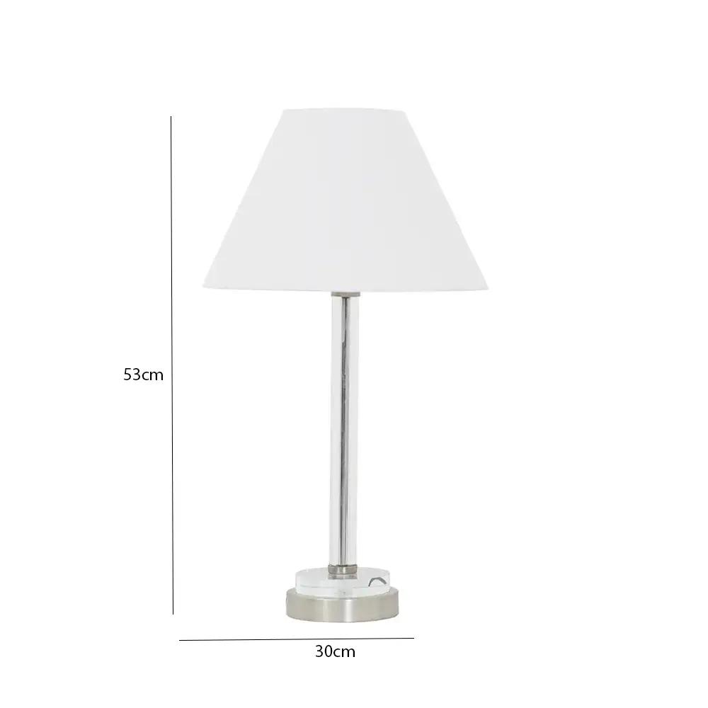 Avero glass base table lamp silver 30x30x53cm - Image 2