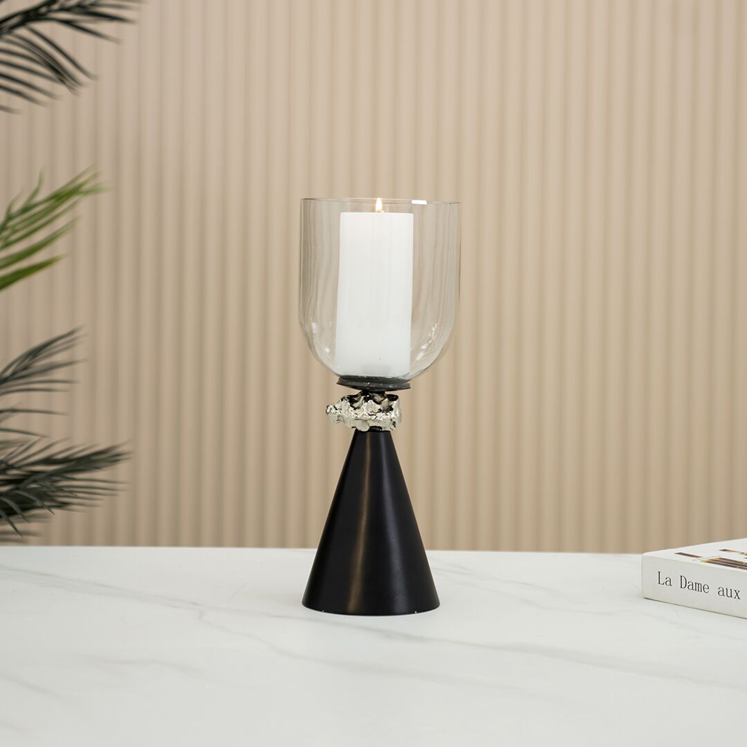 Eclat metal glass black candle holder- 30.5 cm - Image 2