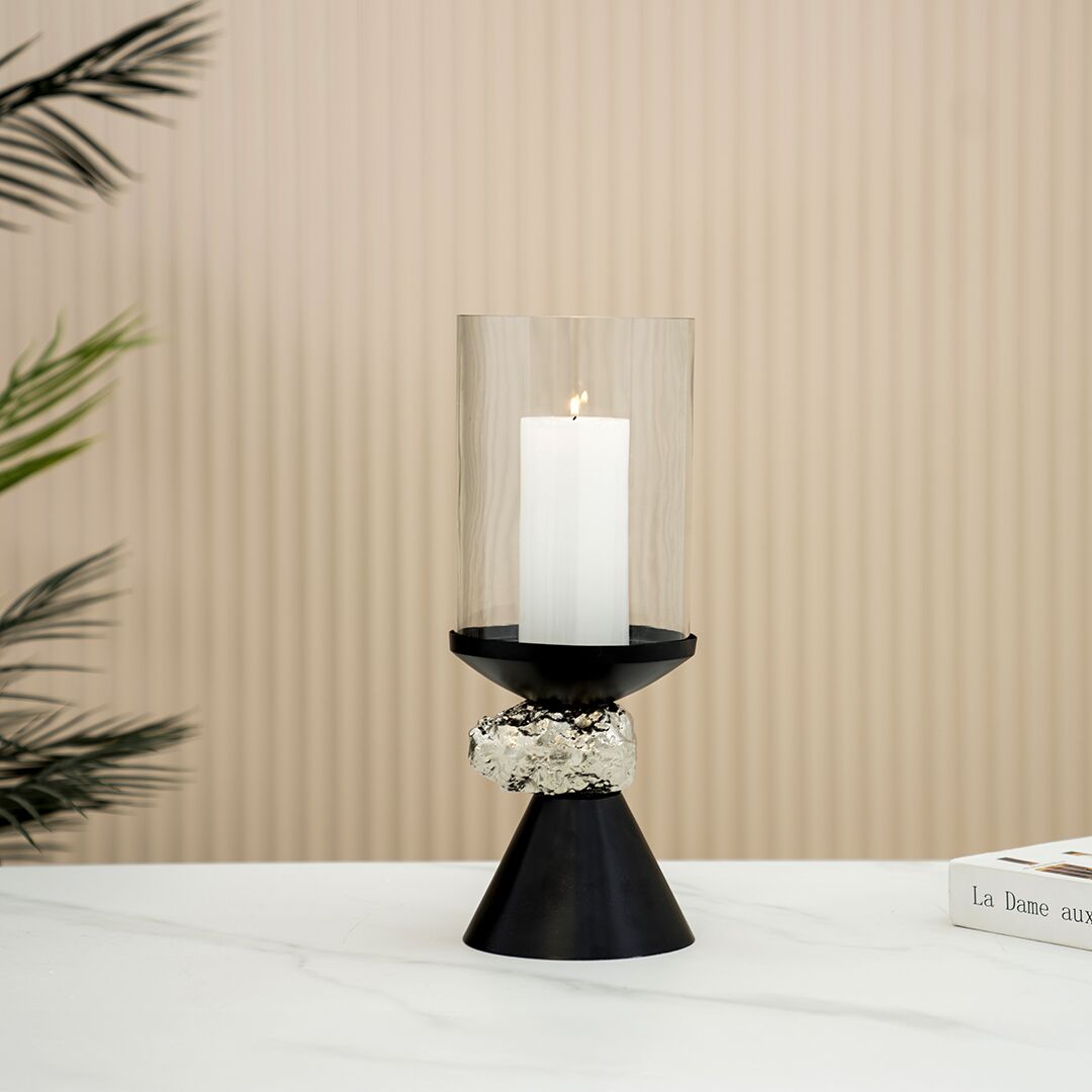 Eclat metal glass black hurricane – 38 cm
