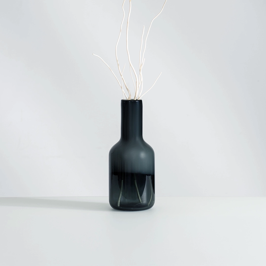 Lemont glass vase blue 12x12x28cm