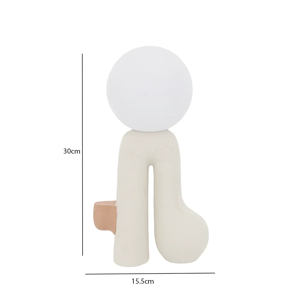 Rabaque polyresin terracotta beige USB table lamp 15.5x7x30cm - Image 2