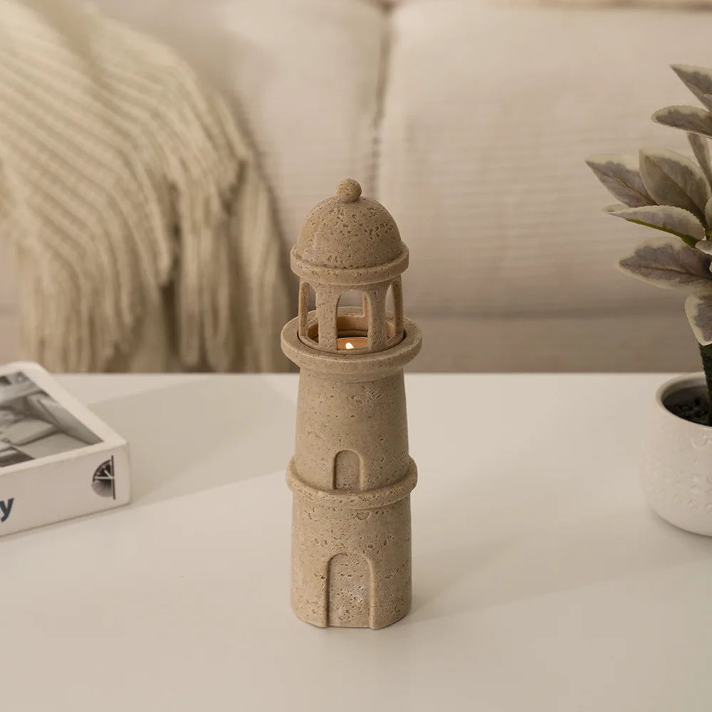 Rabaque travertine lighthouse tealight holder 7.5?7.5?25.5cm - Image 8
