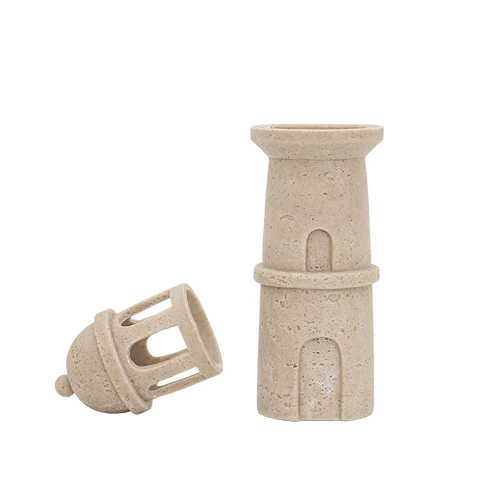 Rabaque travertine lighthouse tealight holder 7.5?7.5?25.5cm - Image 4