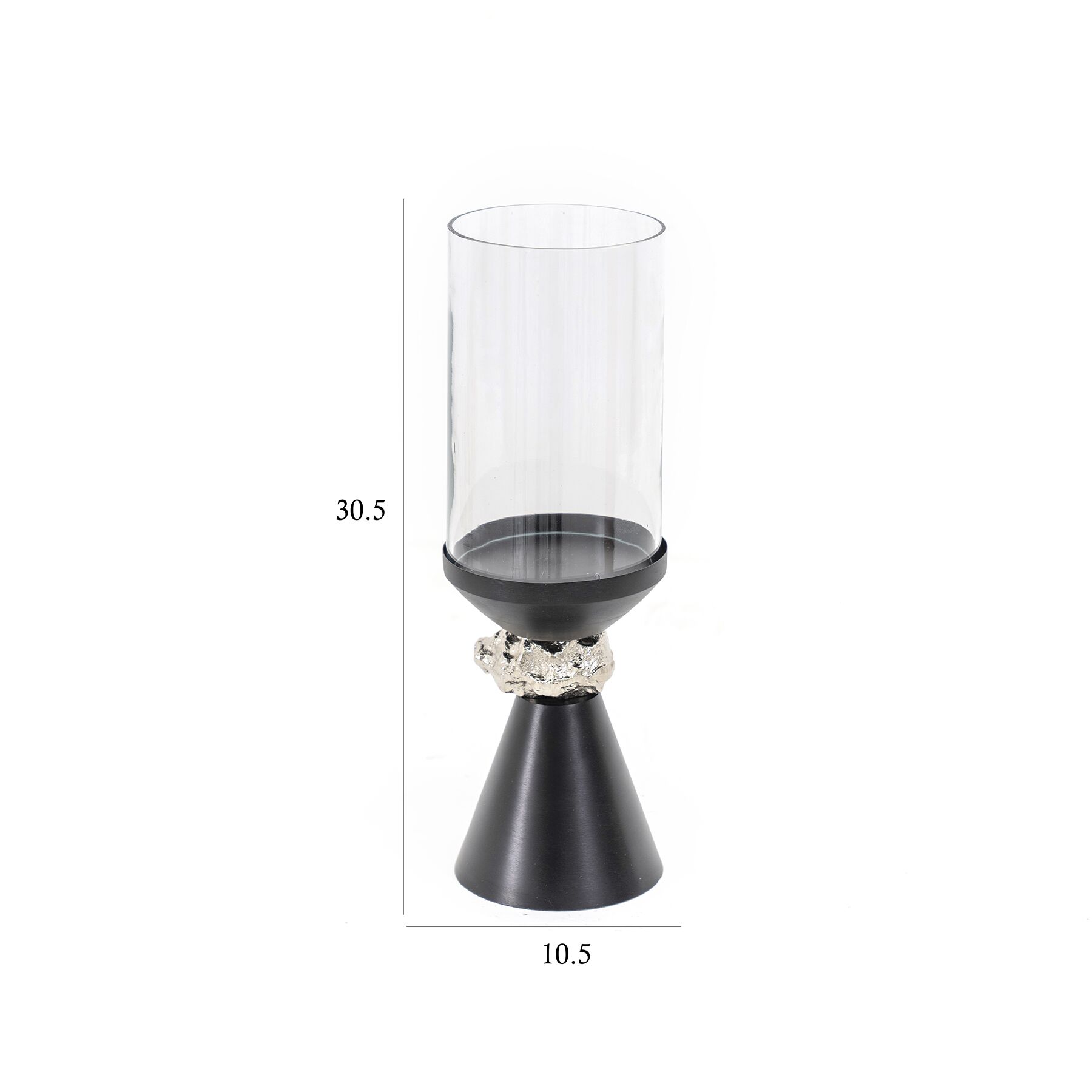 Eclat metal glass black candle holder- 30.5 cm - Image 3
