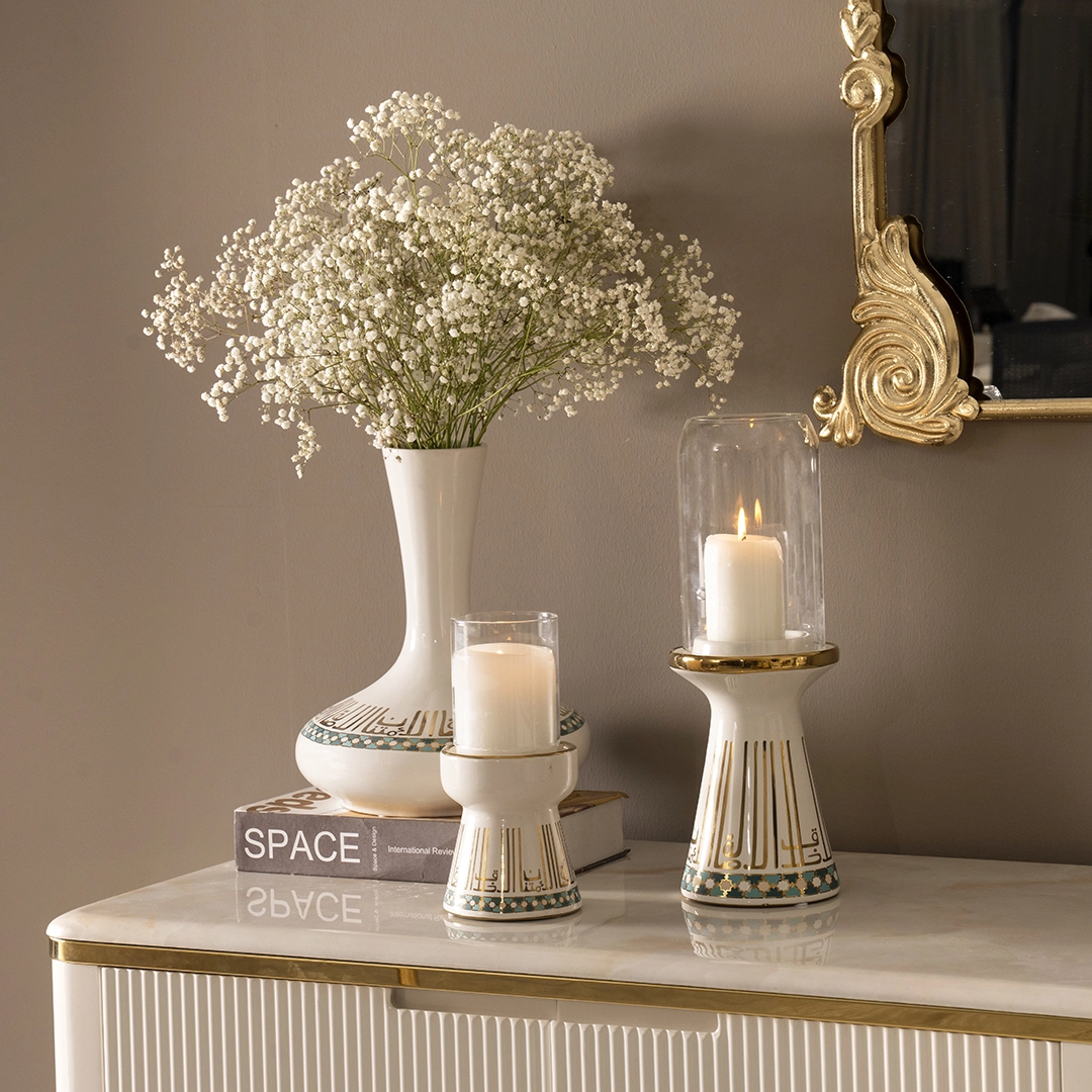 Taliah Ceramic Vase White/Gold 25x25x29Cm - Image 4
