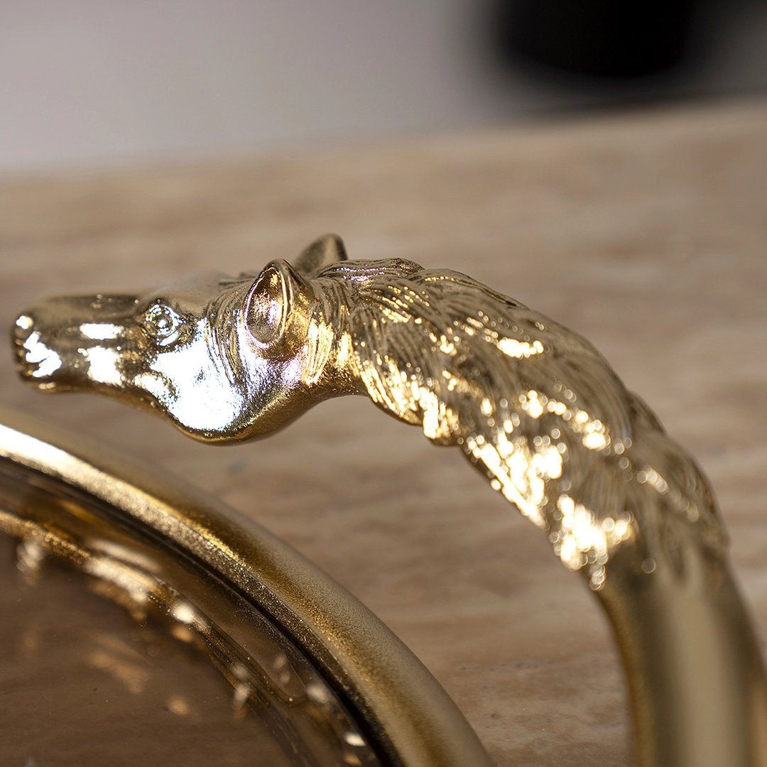 Galiora Horse Oval Tray Gold52X33.3X6.5Cm - Image 2