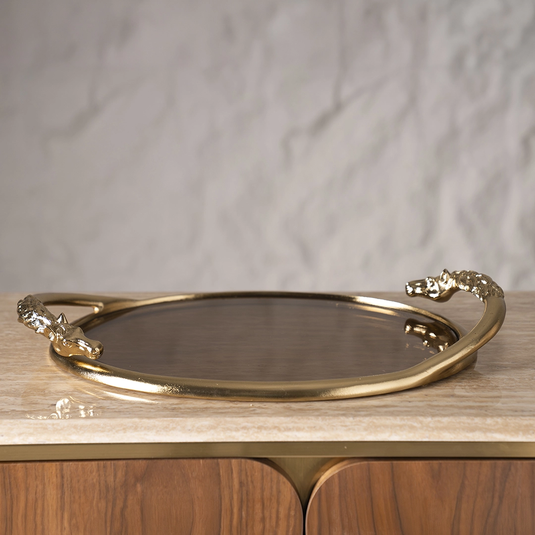 Galiora Horse Oval Tray Gold52X33.3X6.5Cm - Image 3