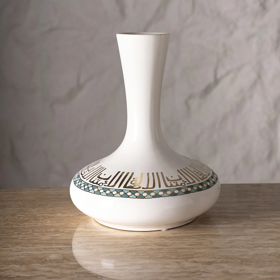 Taliah Ceramic Vase White/Gold 25x25x29Cm