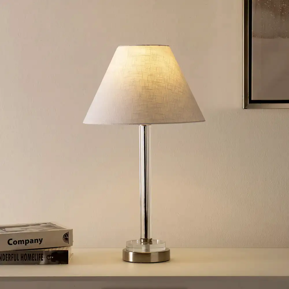 Avero glass base table lamp silver 30x30x53cm
