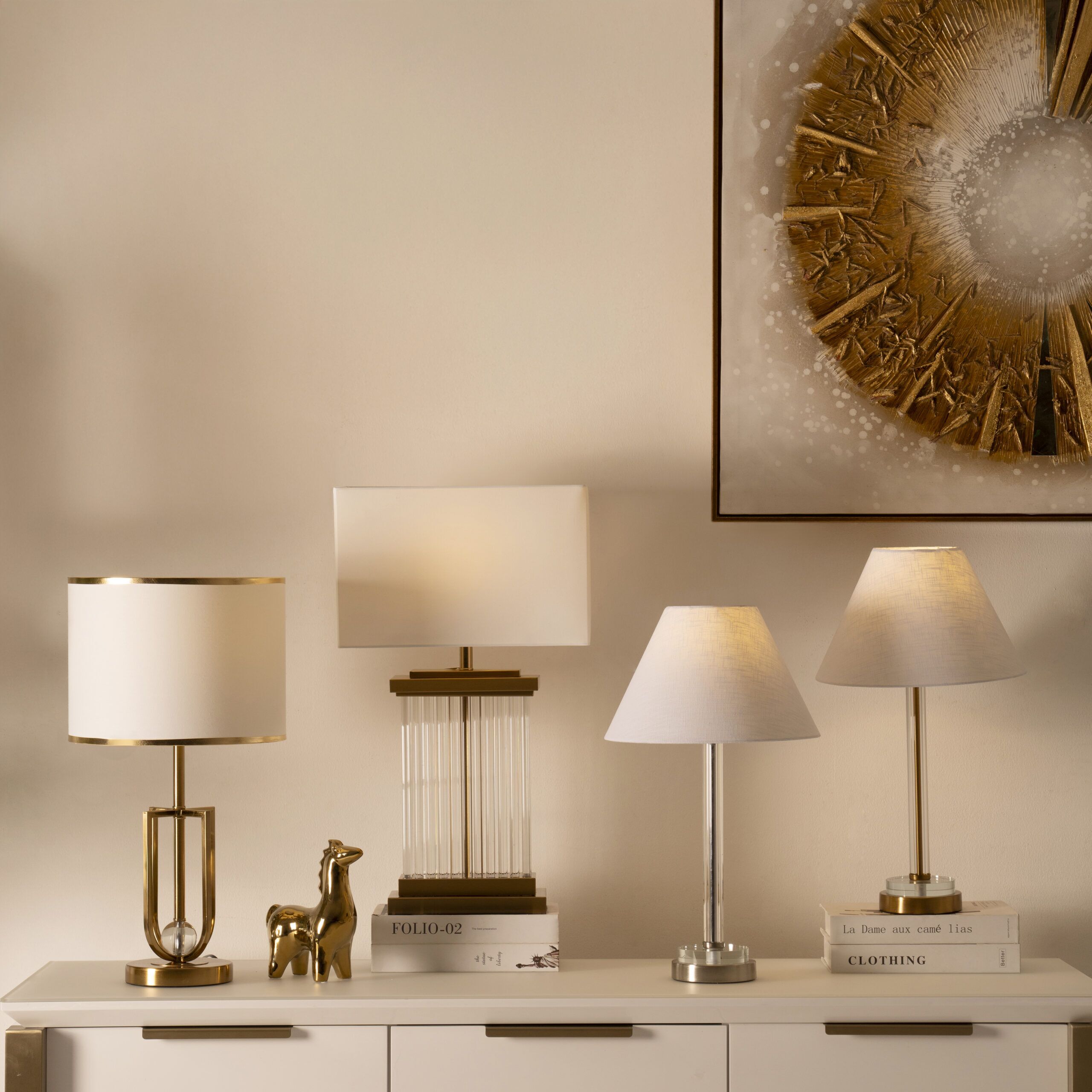 Avero glass base table lamp silver 30x30x53cm - Image 5