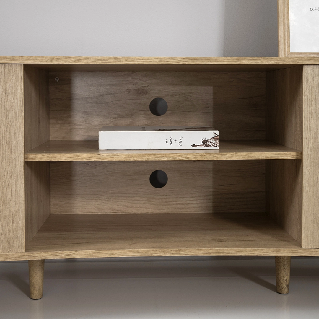 Curve Tv Unit- Oak and White - Image 4