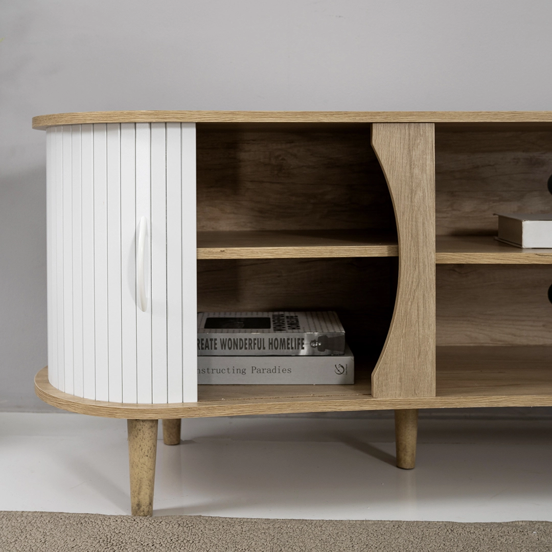 Curve Tv Unit- Oak and White - Image 5