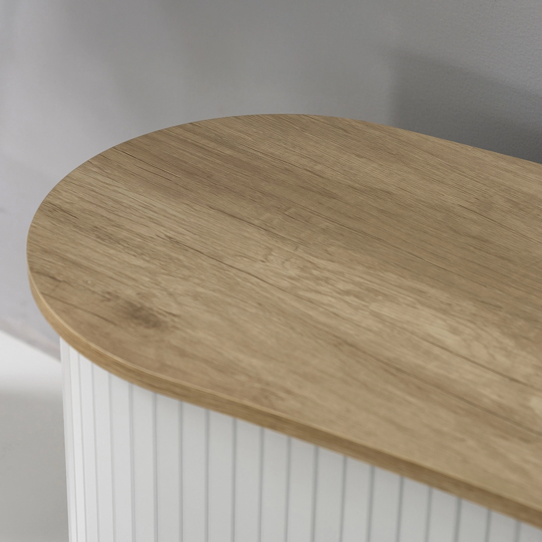 Curve Tv Unit- Oak and White - Image 6