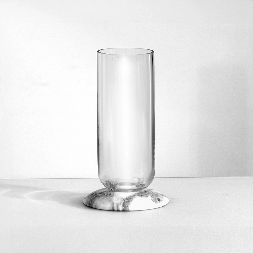 Lemont glass vase with marble base 13.5×13.5x24cm - Image 3