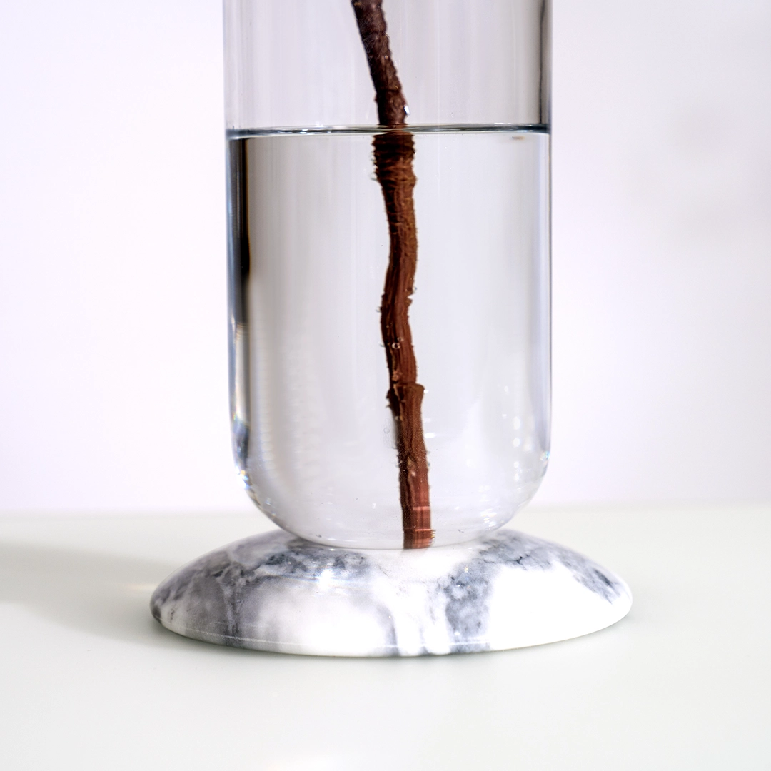 Lemont glass vase with marble base 13.5×13.5x24cm - Image 4