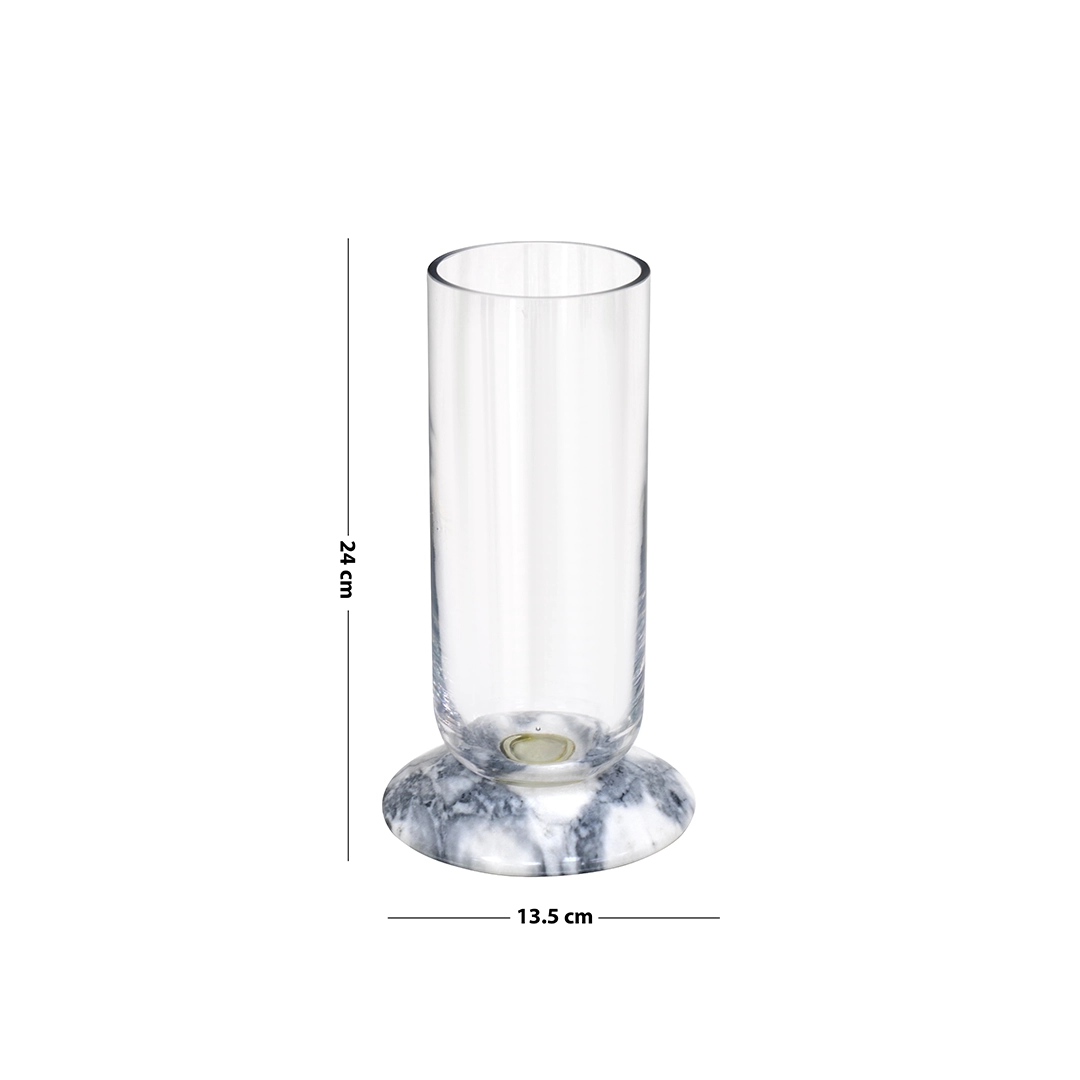Lemont glass vase with marble base 13.5×13.5x24cm - Image 2