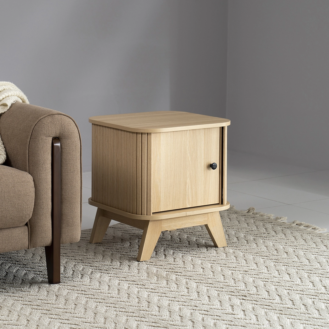 Moon End Table-Oak