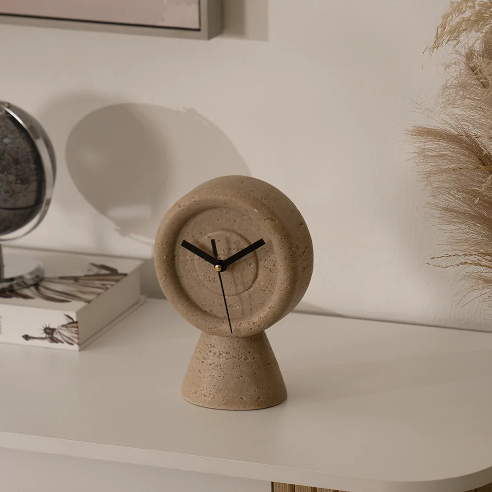 Rabaque travertine table clock 15×9.5×21.5cm - Image 9