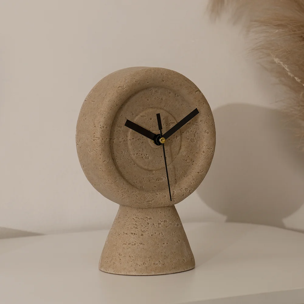Rabaque travertine table clock 15×9.5×21.5cm - Image 8