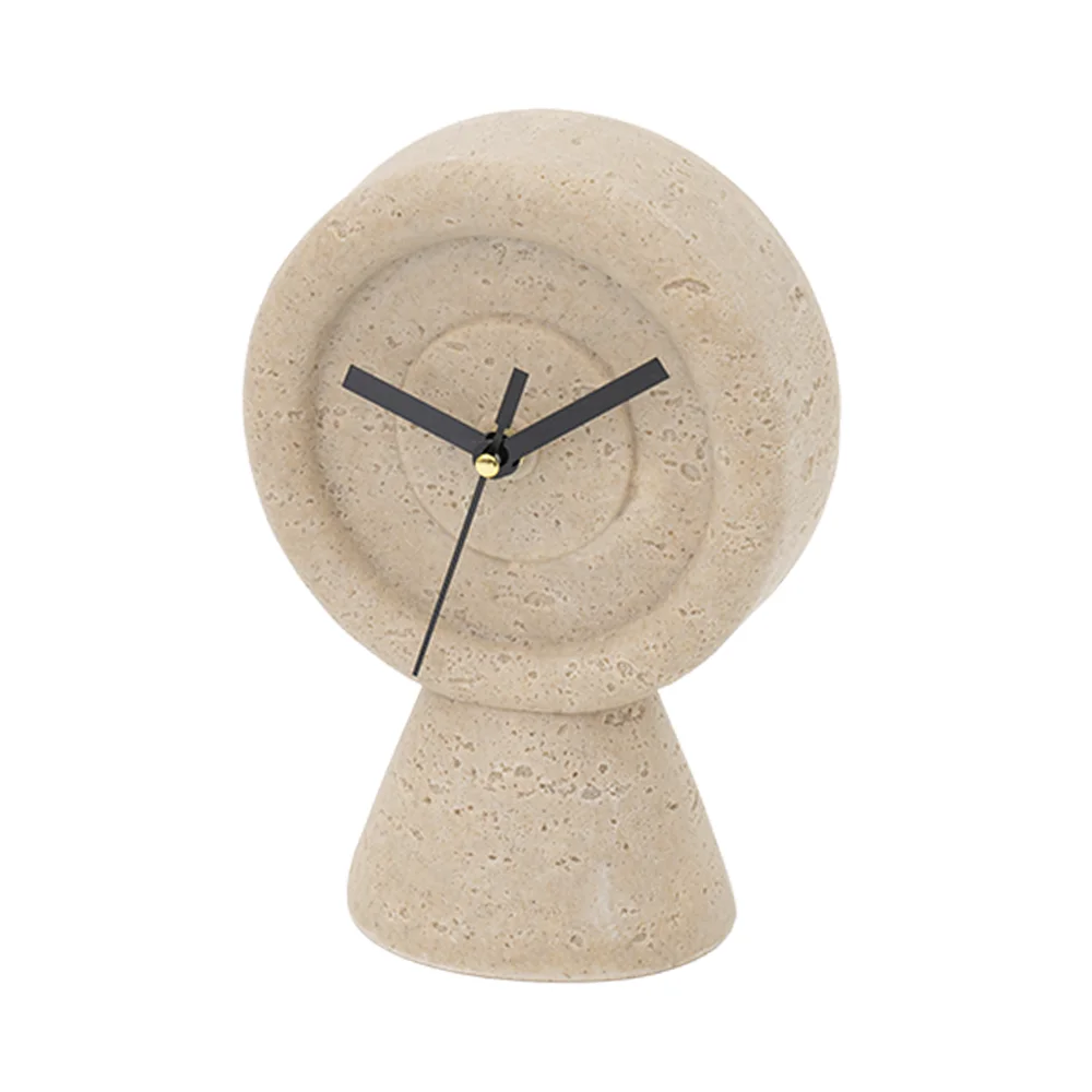 Rabaque travertine table clock 15×9.5×21.5cm - Image 4