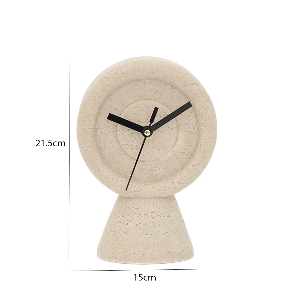 Rabaque travertine table clock 15×9.5×21.5cm - Image 2