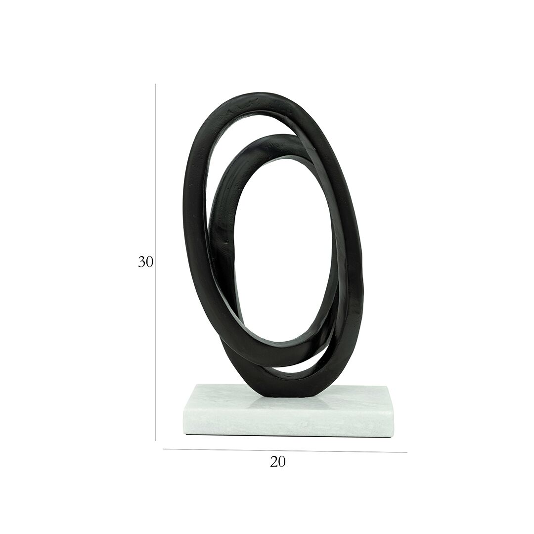 Orline black metal accent with marble base 20x10x30cm - Image 2