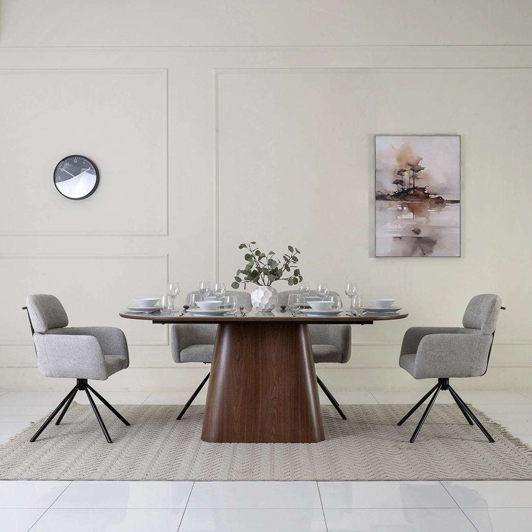 Tremont 6-Seater Dining Set-Grey/Walnut - Image 8