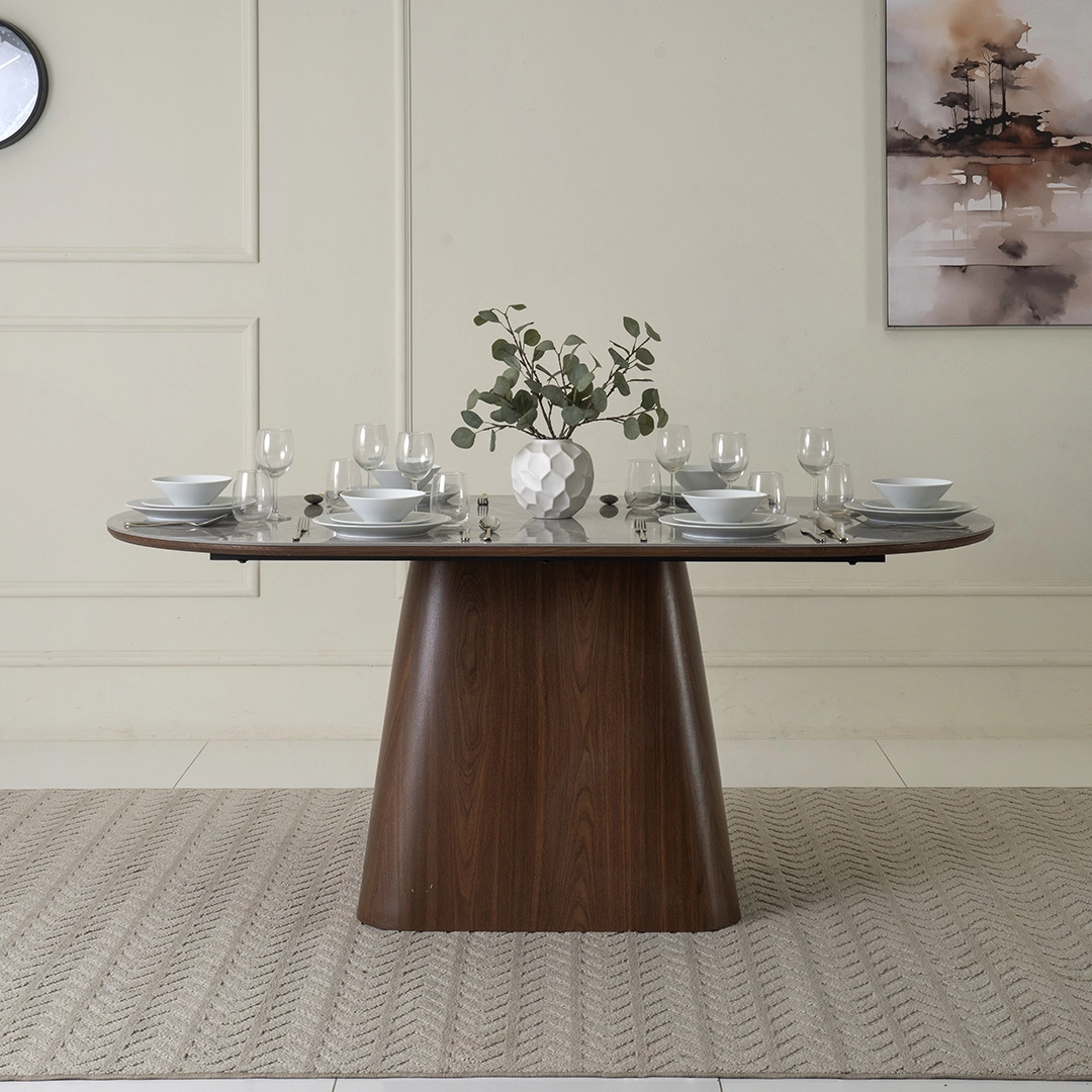 Tremont 6-Seater Dining Set-Grey/Walnut - Image 4