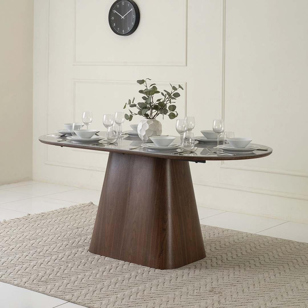 Tremont 6-Seater Dining Set-Grey/Walnut - Image 5