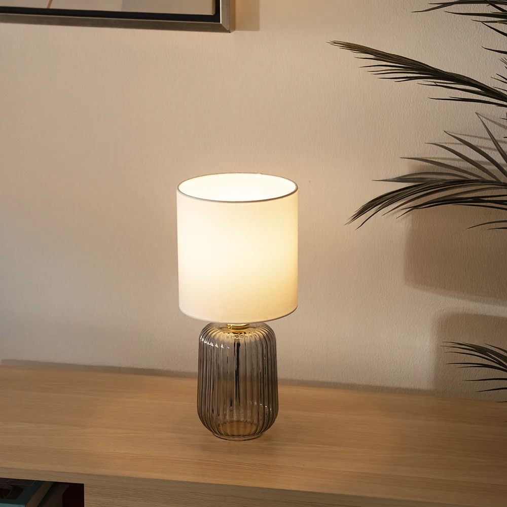 Tria glass table lamp Grey 17x17x36.5cm - Image 5