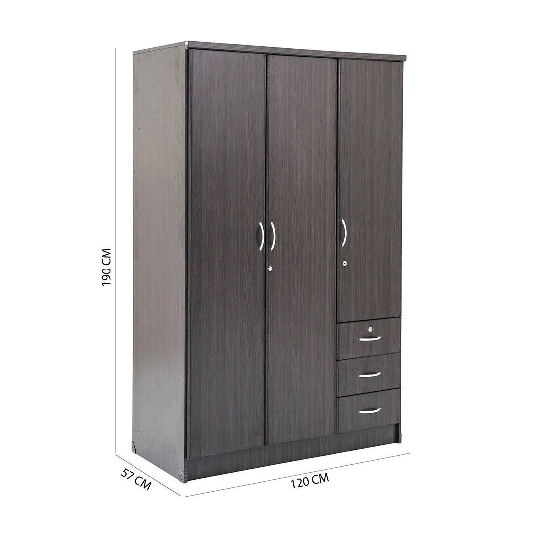 Adelina 3-Door Wardrobe-Cappuccino - Image 2
