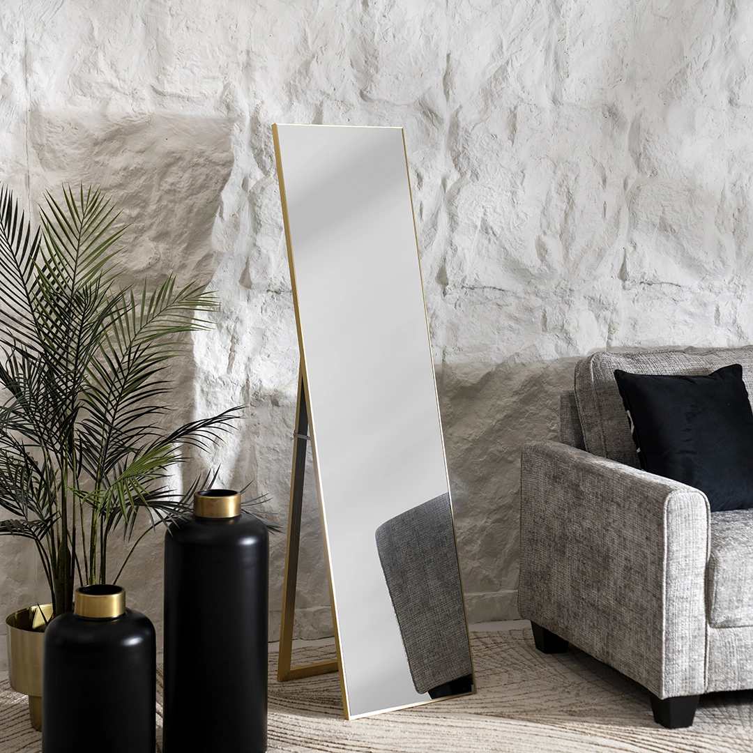 Nexa Wood Standing Mirror Gold 40x150Cm - Image 6