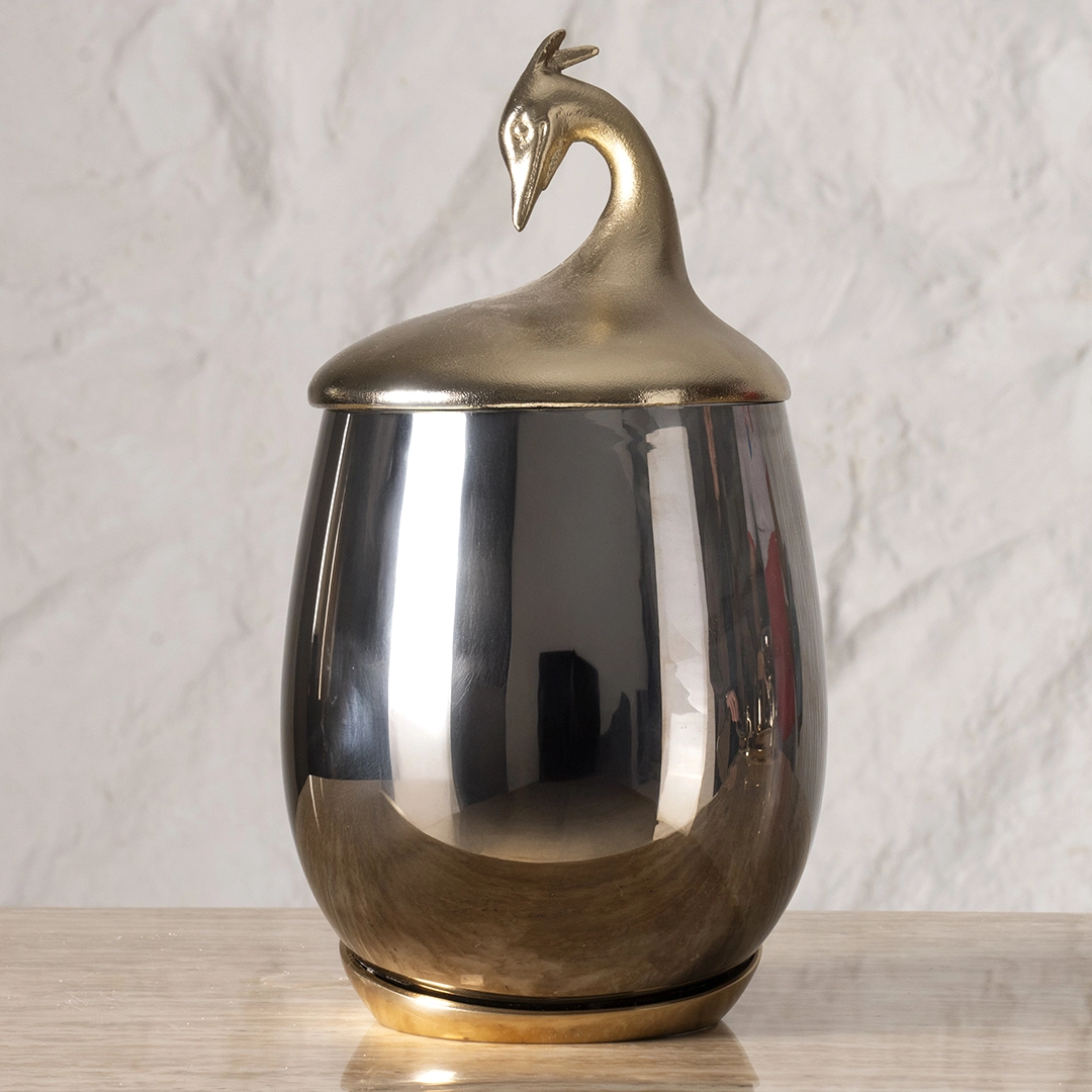 Serenya Trinket Jar Small Gold & Bronze 13X13X23.5Cm - Image 2