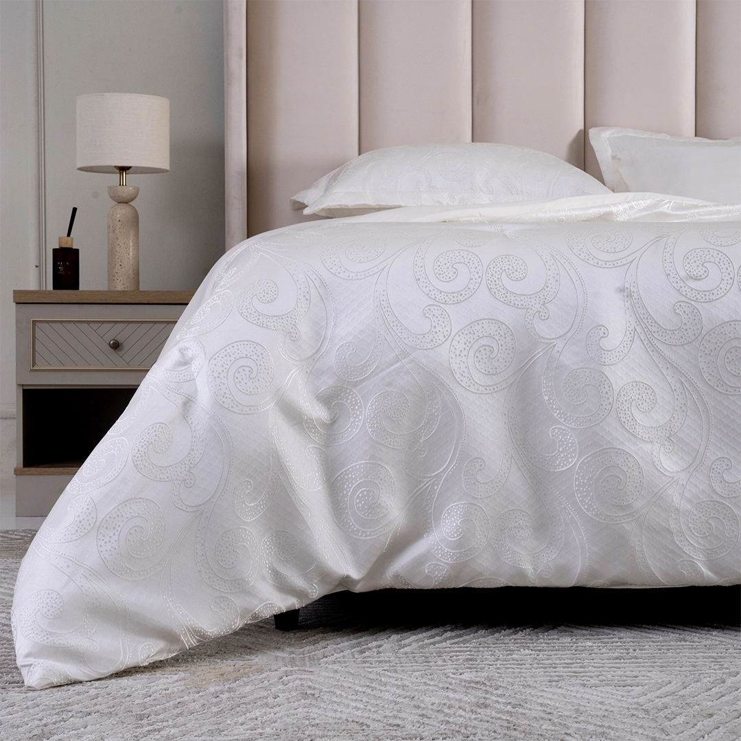 Sovera 6PCS Jacquard Comforter Set White - Image 4