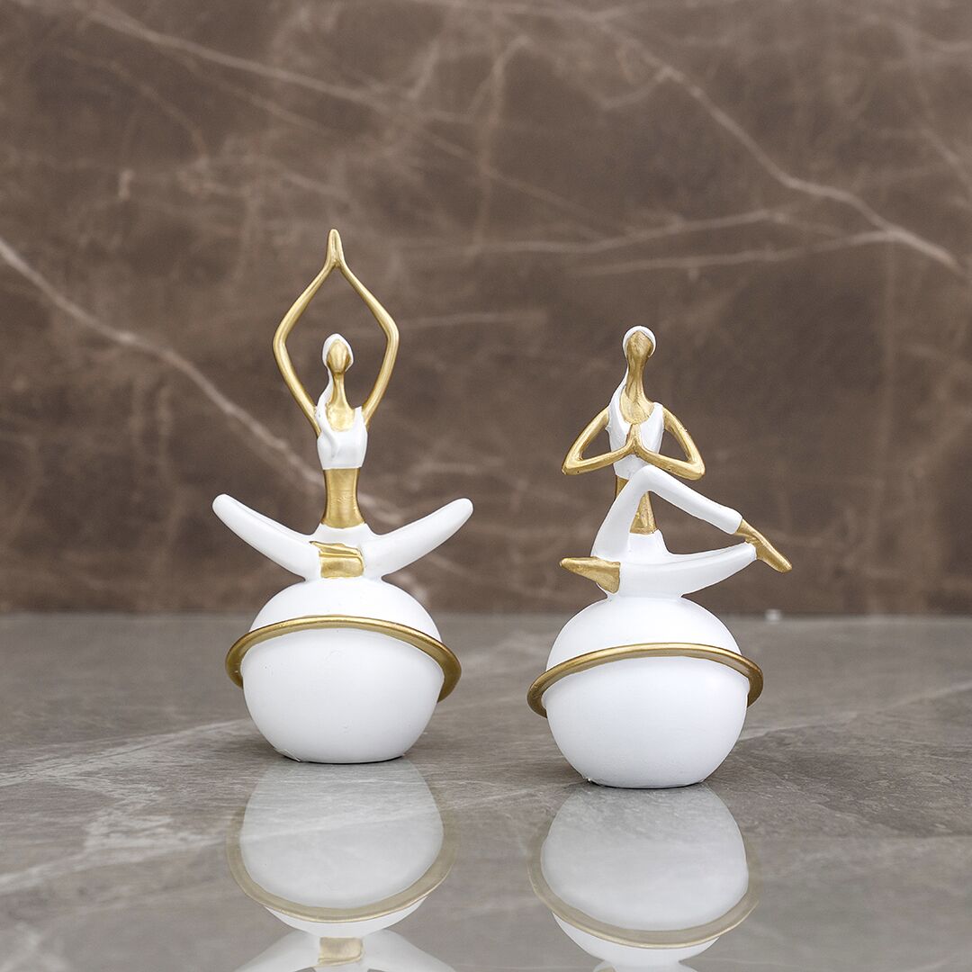 Auric Polyresin white and gold yoga accent 9 x 9 x 18.5 cm - Image 4