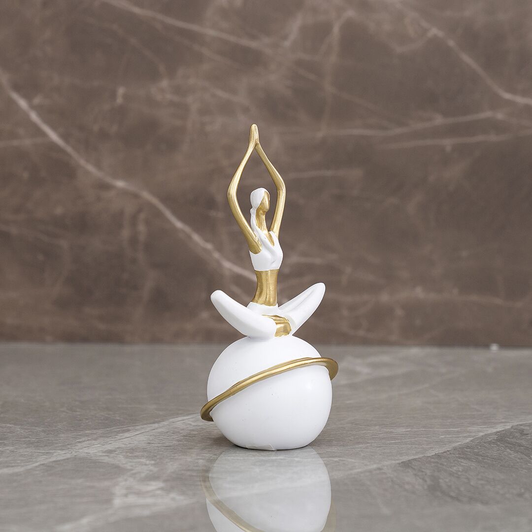 Auric Polyresin white and gold yoga accent 9 x 9 x 18.5 cm - Image 3