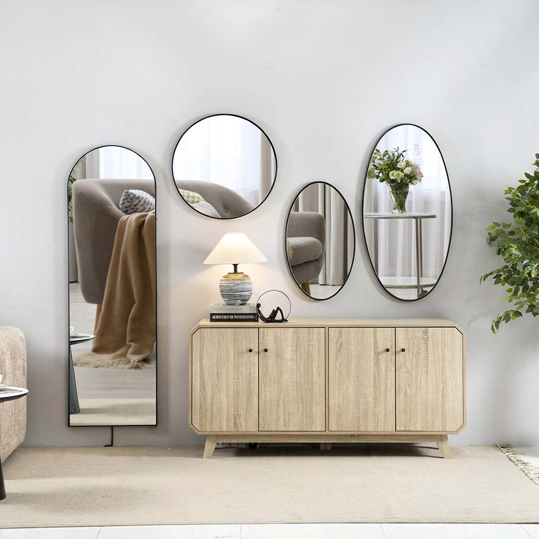 Novo metal wall mirror black 40X1.5X68 cm - Image 5
