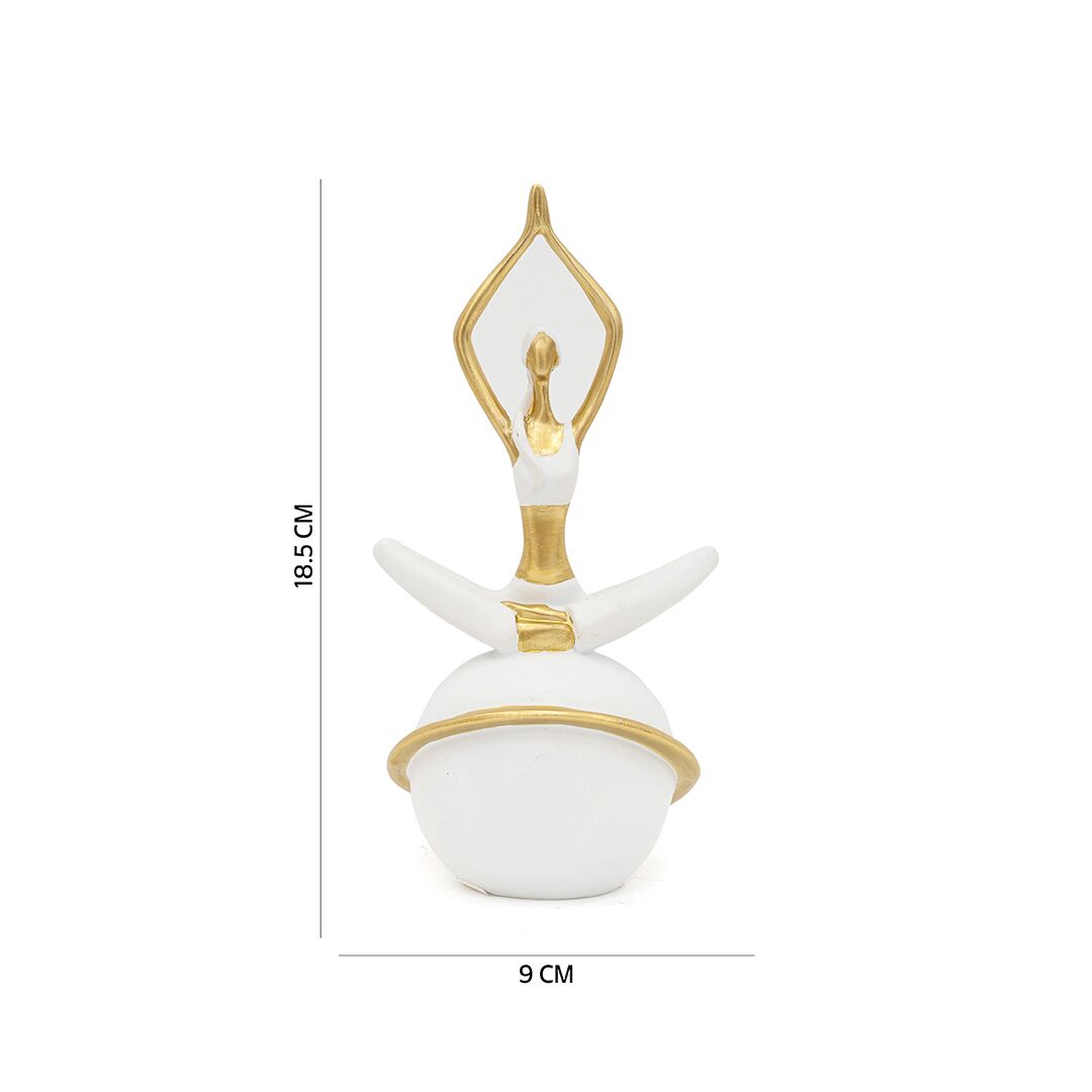 Auric Polyresin white and gold yoga accent 9 x 9 x 18.5 cm - Image 2