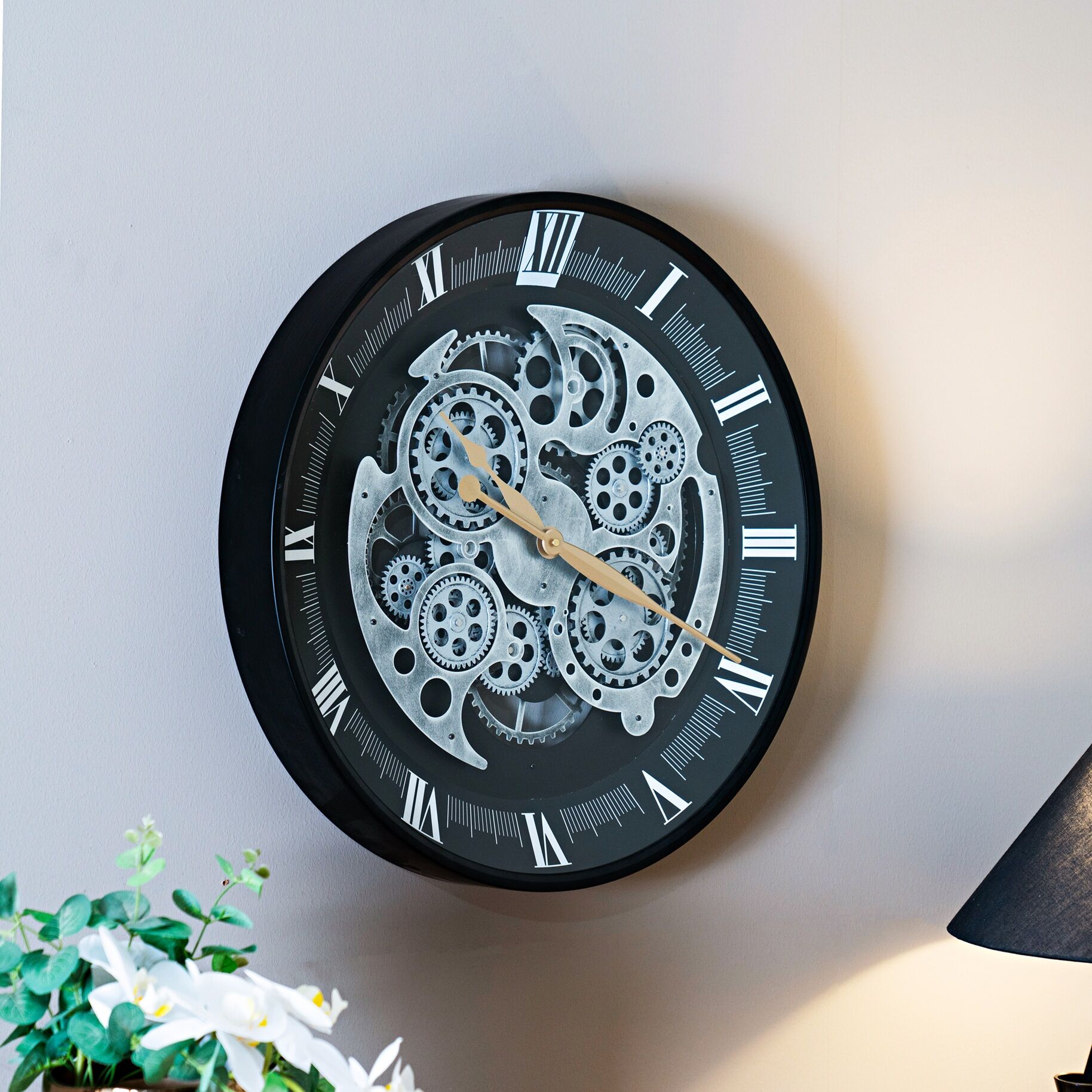 Chronos Metal Gear Wall Clock Black 60Cm - Image 3