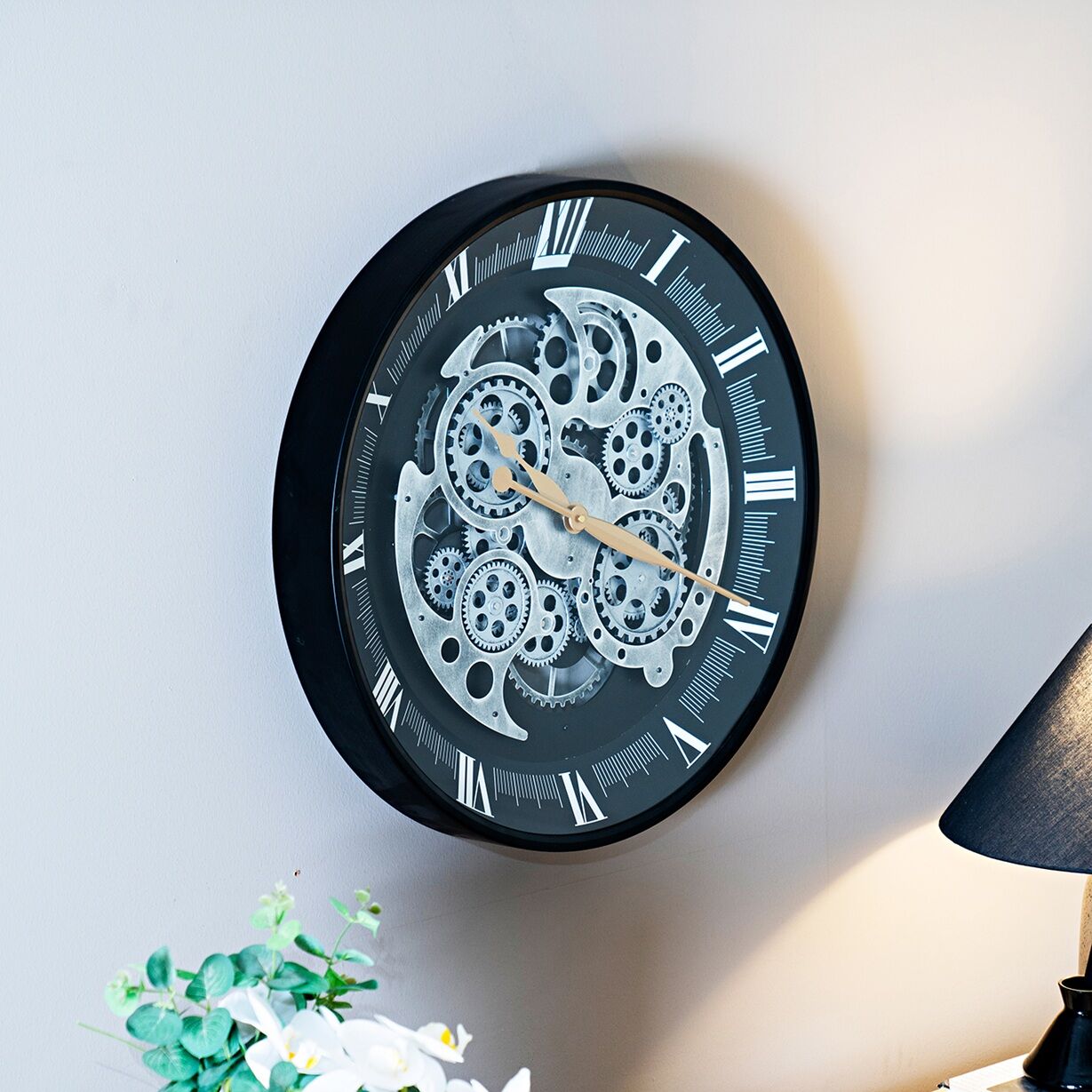 Chronos Metal Gear Wall Clock Black 60Cm - Image 4