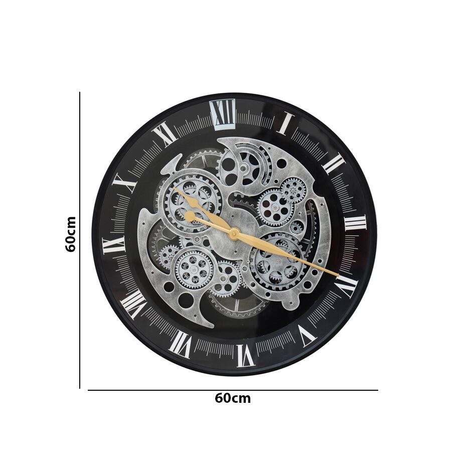 Chronos Metal Gear Wall Clock Black 60Cm - Image 7