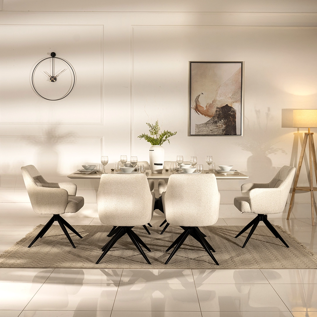VARNA PDT2422DC2563NR DINING SET 1+6 COL SAND (2)