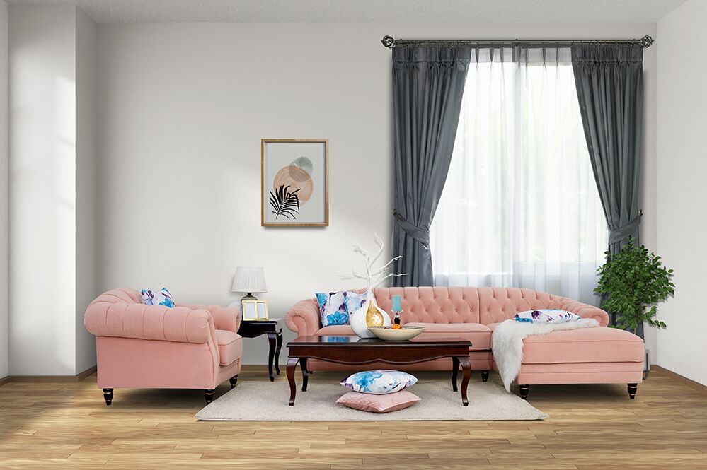 Pearl Chaise Sofa with Arm Chair