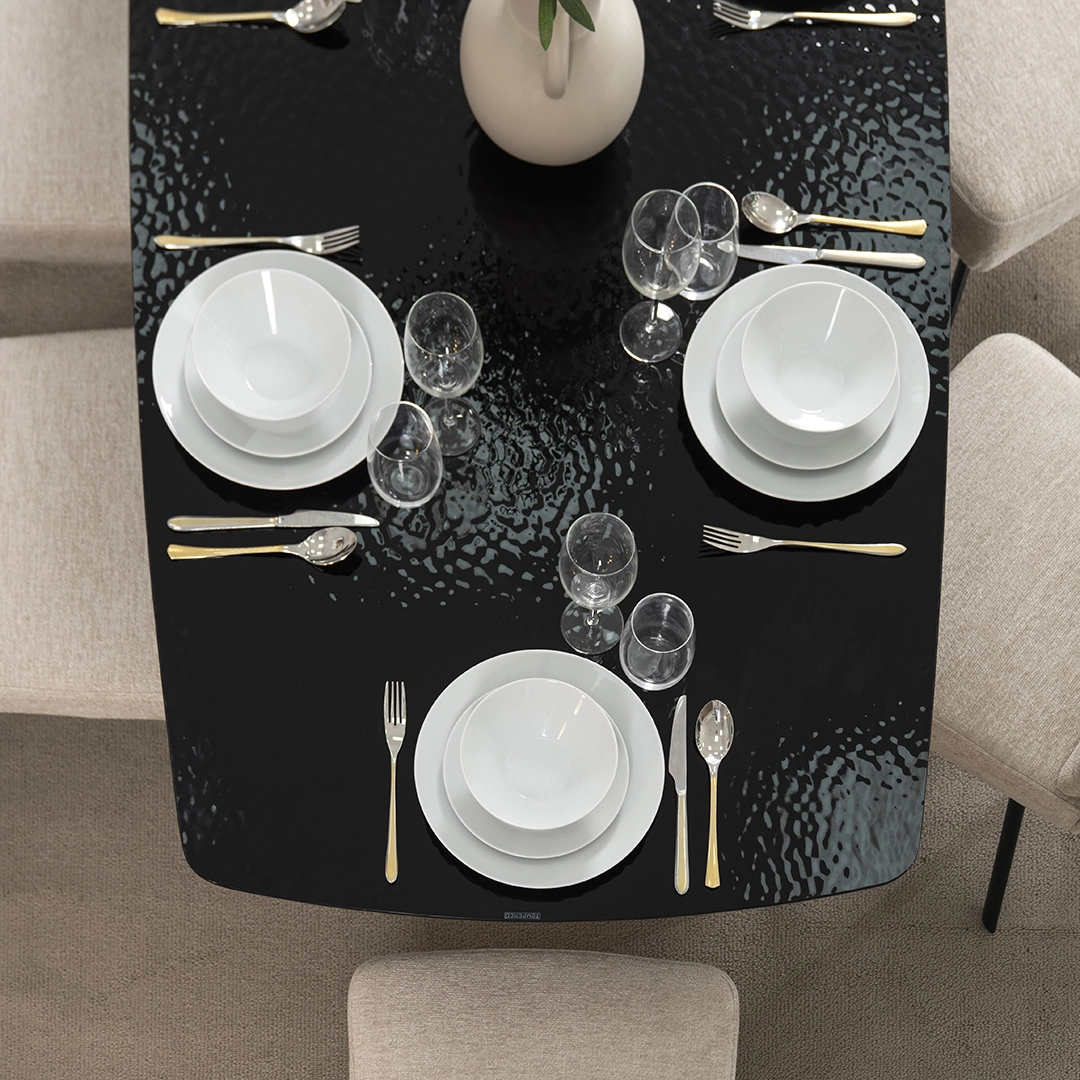 Kare 6-Seater Glass Top Dining Set-Beige - Image 6